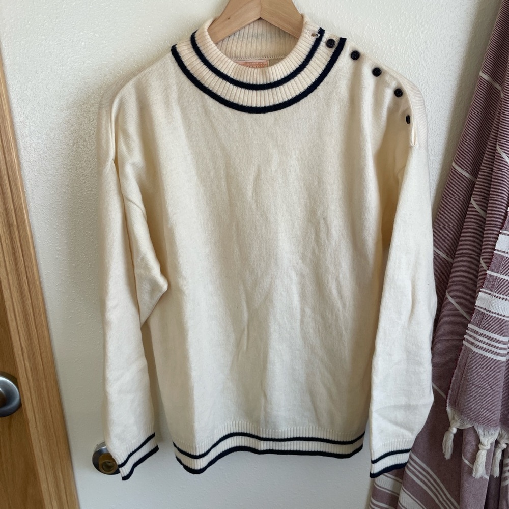 Pendleton Cream Sweater with Black Accents